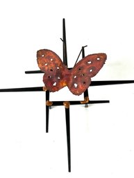 Abstract Modernist Brutalist Butterfly Wall Sculpture Artist Signed 1975