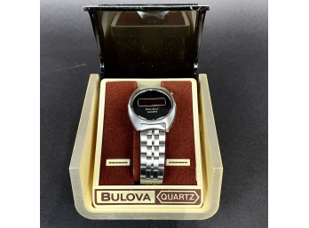 Vintage Bulova N6 Digital Quartz Men's Watch, Red LED Display, Stainless Steel Case