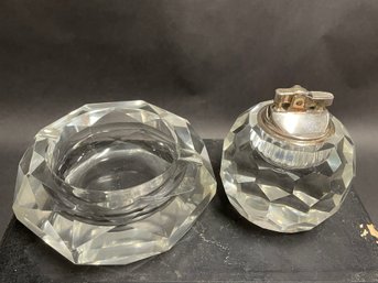 Antique Crystal Smoking Set In Original Box