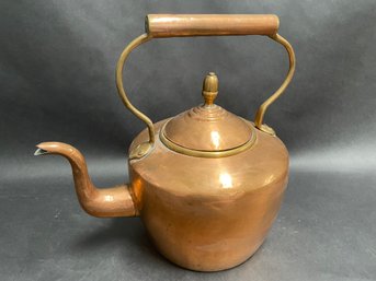 Antique Maurice Cohen & Co. London. Large Heavy Gooseneck Copper Kettle