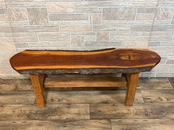 Handmade Live Edge Wooden Bench Or Coffee Table