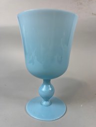 Large Pedestal Blue Glass Vessel