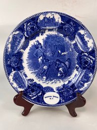 Antique Wedgwood Flow Blue Plate Saratoga Springs NY