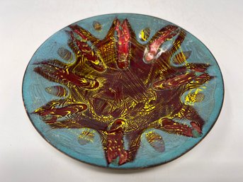 Artist Signed Mid Century Modern Enameled Trinket Dish