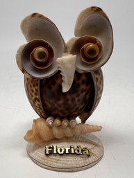 Vintage Kitsch Owl Souvenir Figure Made From Shells