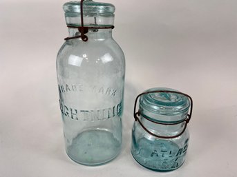 Vintage Blue Glass Ball Jars