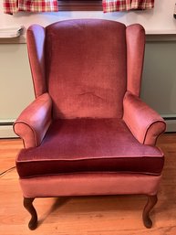 Vintage Rose Colored Velvet Wingback Chair