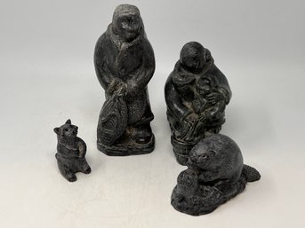 Group Of Wolf Brand Inuit Style Statues