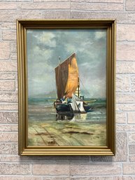 Signed Ship Painting Signed And Dated 1948