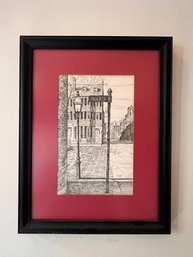 Clark M Goff Pen And Ink Of Louisburg Square Boston - Print