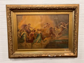 Antique Framed Print With Angels In The Clouds Frame As Pictured
