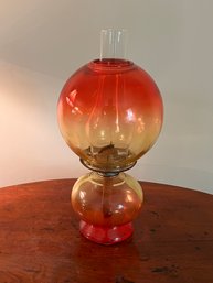 Vintage Amberina Glass Oil Lamp