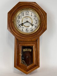 Vintage D&A Oak Regulator Wall Clock Untested