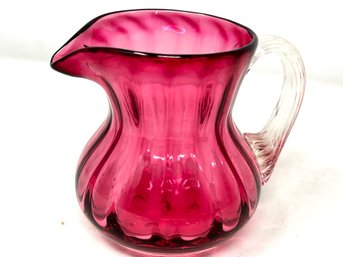 Handblown Cranberry Glass Pitcher