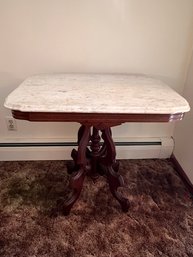 Antique Eastlake Walnut & Marble Parlor Table