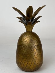 Vintage Mid Century Brass Pineapple Covered Box Container