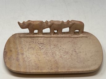 Carved Stone Elephant Soap Dish