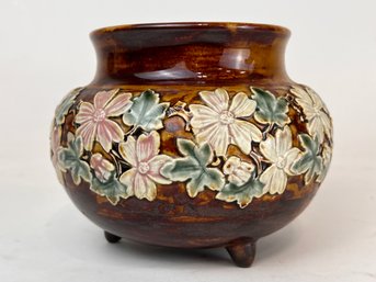 Antique Pottery Footed Floral Planter