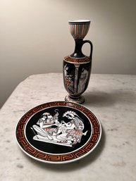 Pair Of Vintage Eageas And Themis Ceramic Pottery