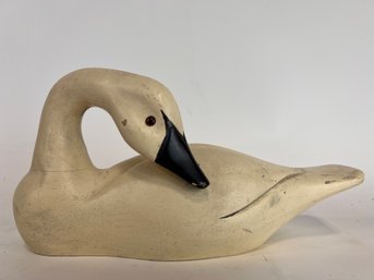 Vintage Decorative Swan Decoy Carved Wood