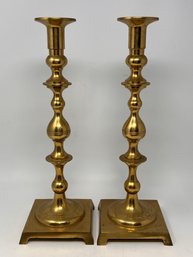Pair Of Large Brass Candlesticks