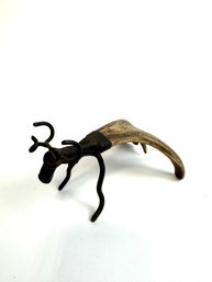 Vintage Unique Black Metal Moose Figure Antler Body Bottle Opener