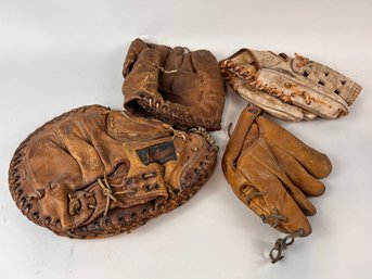 Lot Of Vintage Baseball Gloves