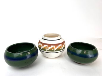 Vintage Planters With Signed Navajo Pot