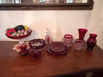 Collection Of Ruby And Cut Glass