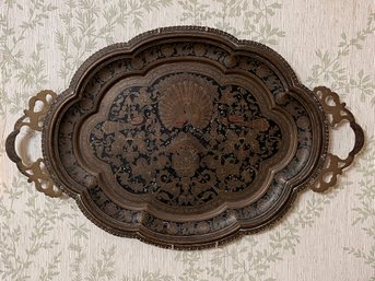 Vintage Etched Brass Tray