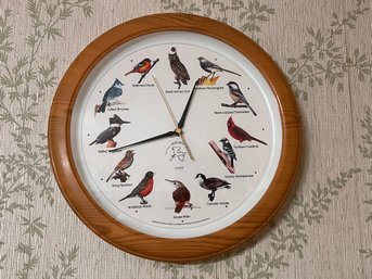 Singing Bird Clock-National Audubon Society-Quartz-Faux Oak Wood Frame