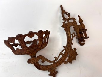 Antique Cast Iron Victorian Wall Bracket For Oil Lamp