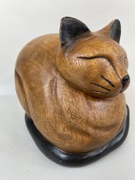 Carved Wooden Cat Figure
