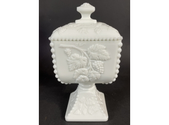 Vintage Westmoreland Milk Glass Covered Compote