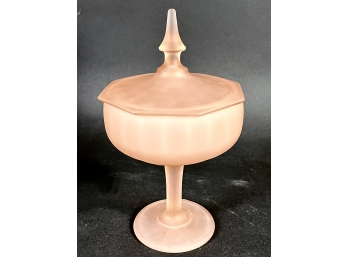 Westmoreland Pink Satin Footed Compote Dish With Steeple Top Lid
