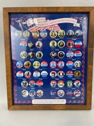 Vintage Presidential Button Collection, Framed