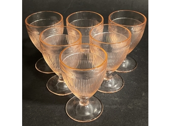 Jeannette Pink Depression Glass Homespun Juice Glasses