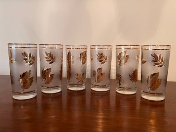 Set Of Six Mid Century Leaf Tumblers