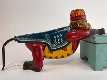 1930s Marx Tin Toy Zippo The Climbing Monkey Litho Toy