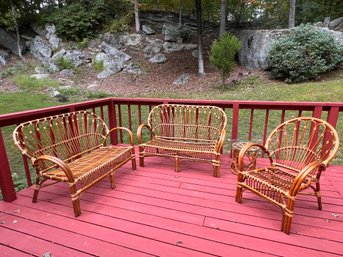 Mid Century Italian Franco Albini Style Sofas, Chair, & Side Table