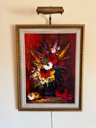 Abstract Still Life Oil Painting On Canvas Flowers Signed