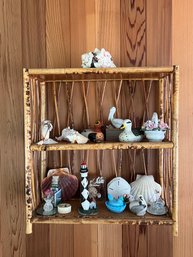 Vintage Rattan Wall Shelf With Contents