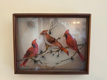 Cardinal Reverse Painted Sign Art Piece