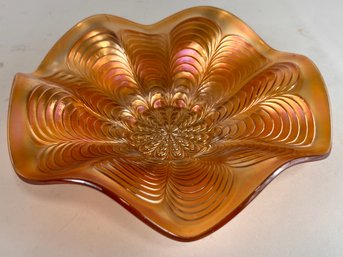 Fenton Ruffled Edge Marigold Peacock Bowl