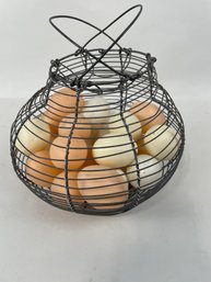 Decorative Tin Basket Of Eggs