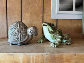 Vintage Frog And Turtle Figurines