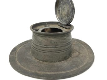 Antique Pewter Inkwell