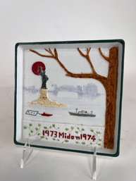 Vintage Statue Of Liberty Christmas Art Plate MIDON