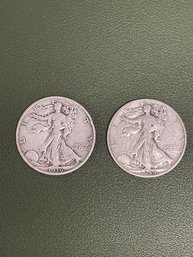 1936 & 1944 Walking Liberty Half Dollars