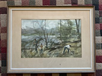 Vintage Watercolor Painting Signed Framed Landscape